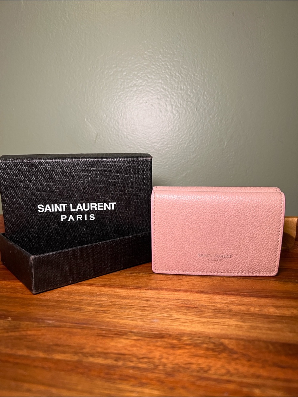 Saint Laurent Pink Textured Leather Card Holder Wallet